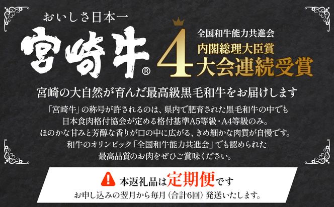 定期便 6ヶ月 お楽しみ 宮崎牛 スペシャル6種セット 計4.6kg_M241-T010