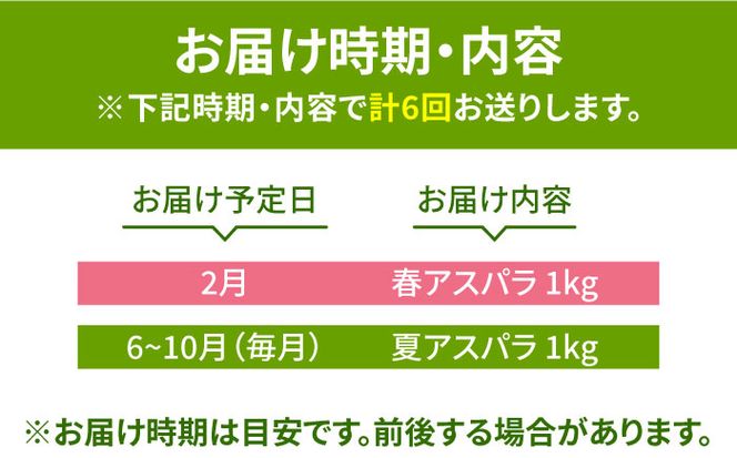 【6回定期便】【星のアスパラ】春＆夏 の グリーン アスパラガス 約1kg / アスパラ 春野菜 野菜 / 南島原市 / ほしのYA[SEY011]