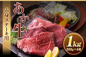 あか牛 赤身ステーキ用 1kg (250g×4) 有限会社幸路《60日以内に出荷予定(土日祝を除く)》 あか牛 あかうし 赤牛 赤身 冷凍 小分けパック---so_fhakakas4_60d_24_34000_1kg---