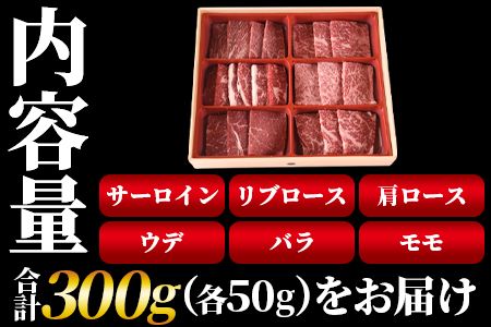 数量限定 ＜宮崎県産黒毛和牛(経産)6種焼肉セット 300g＞1か月以内に順次出荷【 国産 黒毛和牛 牛肉 牛 精肉 焼き肉 焼肉 サーロイン リブロース 肩ロース ウデ モモ バラ 贈答品 ギフト 贈り物 グルメ ミヤチク 宮崎県 国富町 】【b0749_my】