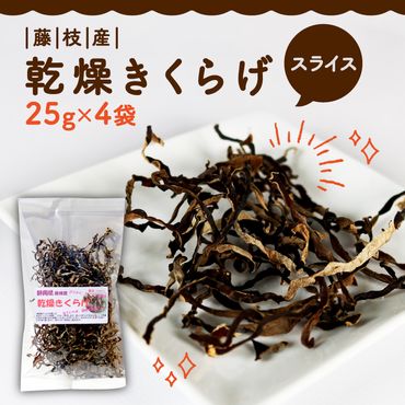 きくらげ 乾燥 スライス 25g × 4袋 国産 天日干し きのこ きくらげ キクラゲ 木耳 ビタミンD 鉄分 カルシウム 静岡県 藤枝市 [PT0010-000006]