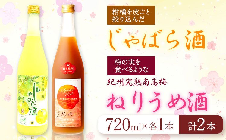 紀州完熟南高梅 ねりうめ酒 じゃばら酒 飲み比べセット 720ml×2本 厳選館 [90日以内に出荷予定(土日祝除く)] 和歌山県 日高川町 酒 飲み比べ 1440ml---wshg_genknja_90d_22_15000_2p---