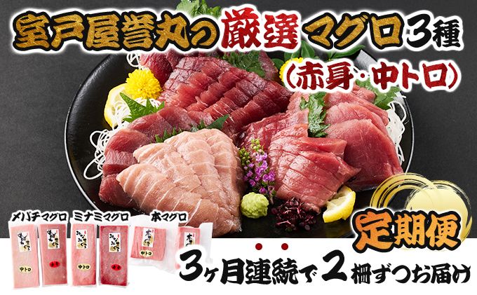 室戸屋誉丸の厳選マグロ(赤身・中トロ)を定期便で食べ比べ![3回お届け]mh019