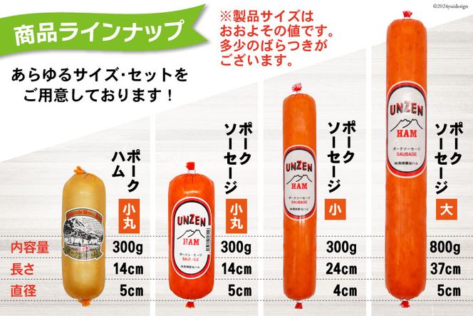 GD192 雲仙ハム ソーセージ 詰め合わせ 小×2本＋ハム×1本 各300g[ 絶品 人気 ウインナー ソーセージ おつまみ ギフト 肉 お弁当 おかず 小分け 便利 国産 豚肉 お歳暮 お中元 長崎県 島原市]