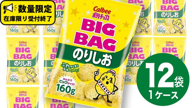 カルビー ポテトチップス BIGBAG 160g のりしお 1ケース ( 12袋 ) ポテチ お菓子 おかし 大量 スナック おつまみ ジャガイモ じゃがいも まとめ買い 数量限定 [DA003us]