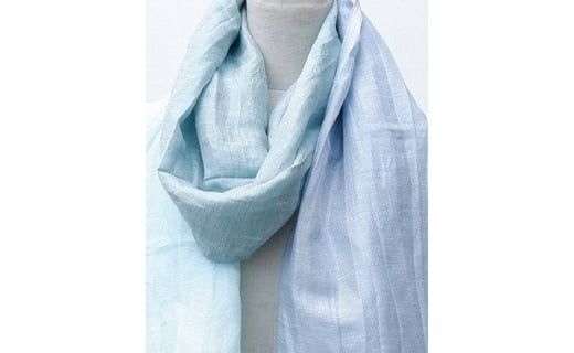 富士桜工房リネン×シルクストール「さらつや」ミントブルー　通気性に優れたストール！ FAA4036
