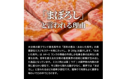 【A4～A5等級】希少部位をお試し! おおいた和牛 ミスジ ステーキ 100g×2枚 （合計200g）_2437R