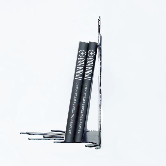 GRAVIRoN Splash 酸洗鉄 (ブックエンド) ブックスタンド 金属製 おしゃれ モダン