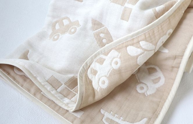 G1928 【babybear】泉州南部織 6重ガーゼハーフケット（ベージュ）