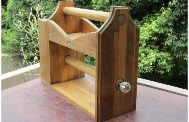 030D149 手作り木製 キッチンやアウトドアに便利！3種が入るペーパーラックL