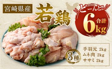 【10月発送】＜宮崎県産若鶏3種 計6kgセット＞【c504_hn_x3-oct】