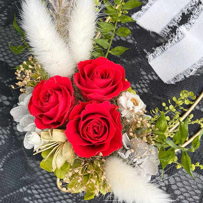 AJ213-1 プリザーブドフラワー　　　　　【プリューム/レッド】春日部市　　　　　シュガーパイン