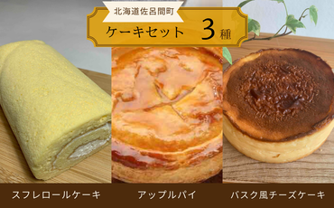 3種のケーキセット（スフレロールケーキ・アップルパイ・バスク風チーズケーキ） SRMJ091