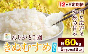 【12ヶ月定期便】 令和6年産 米 岡山県産 きぬむすめ 無洗米 5kg ありがとう園《お申込み月の翌月から出荷開始》岡山県 矢掛町 無洗米 米 コメ 一等米 定期便 定期---osy_aekmtei_23_124500_mo12num_5---