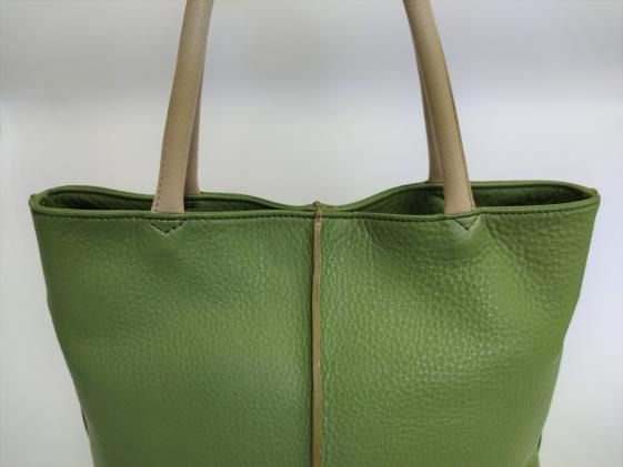 「鞄工房　香」センターライントートバッグ（グリーン） FAA3022