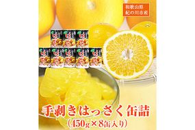 和歌山産 手剥き八朔缶詰 (450g×8缶入り)  紀の川市厳選館 《90日以内に出荷予定(土日祝除く)》 和歌山県 紀の川市 フルーツ 果物 はっさく 柑橘 缶詰---wsk_gsk45_90d_23_17000_8k---