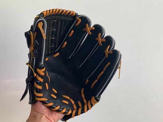 SAEKI　野球グローブ 【硬式・品番115】【ブラック】【Rオレンジ】【クリーム】