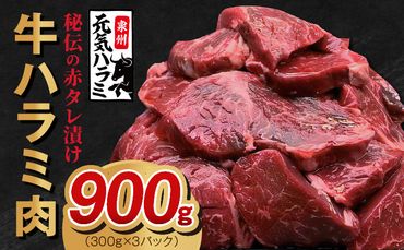 099H2342 牛ハラミ肉 900g（300g×3）秘伝の赤タレ漬け 訳あり サイズ不揃い
