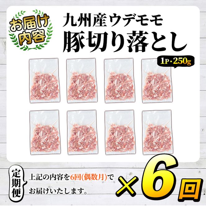 ＜定期便・全6回(偶数月)＞豚肉ウデモモ切り落とし(計12kg・1パック250g) 小分け 国産 豚肉 豚小間 真空パック 家庭用 豚こま 定期便 スライス 冷凍配送 個包装 切り落し 切落し すき焼き しゃぶしゃぶ セット 詰め合わせ 数量限定【三九】akn006-14