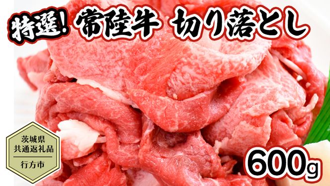 【茨城県共通返礼品／行方市】 常陸牛 切り落とし 約600g 牛肉 牛 ひたち牛 ブランド牛 贈答用 国産 黒毛和牛 最高級 切り落とし スライス しゃぶしゃぶ カレー 煮物 [CF006ya]