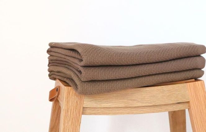 G1932 【ソフトハニカム】泉州南部織 バスタオル3枚セット（ブラウン）+ソフトハニカム織ハーフハンカチ1枚