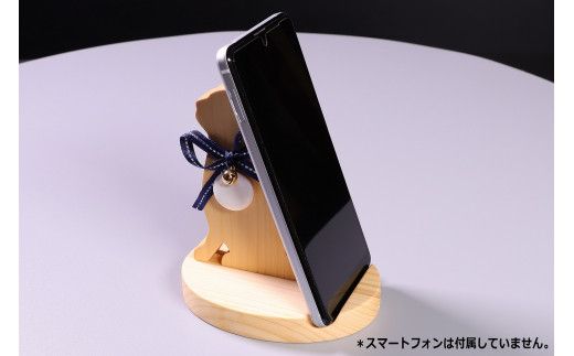 木製 スマホスタンド ねこ 蛤碁石付き [ミツイシ(黒木碁石店) 宮崎県 日向市 452060053]