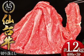 肉 仙台牛 A-5ランク 切り落とし(400g×3p)計1,2kg [気仙沼市物産振興協会 宮城県 気仙沼市 20563768] 小分け 牛丼 すき焼き 精肉 