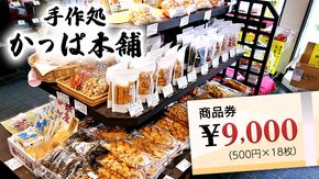 かっぱ本舗商品券9,000円 和菓子 和スイーツ おせんべい お団子 商品券 お祝い [AE009us]