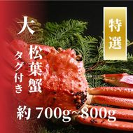 1565【特選】松葉ガニ 大サイズ 約700g～800g タグ付(茹で)