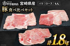 豚肉 宮崎県産 しゃぶしゃぶ 食べ比べ 300g×各2袋 計1.8kg [甲斐精肉店 宮崎県 日向市 452060711] 肉 お肉 豚 豚バラ ロース もも 冷凍 小分け 真空 個包装 精肉