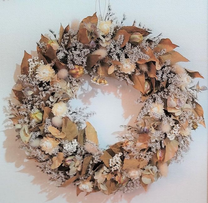 sale♪秋色紫陽花ナチュラルリース＊〜貝細工の華やかリース〜＊24