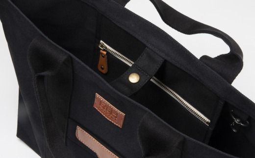 「琉球帆布」ベーシックトート M　ブラック - 極厚 4号帆布 トートバッグ キャンバス生地 丈夫 ベーシック おしゃれ ファッション お出かけ かばん 鞄 手仕事 手づくり ハンドメイド 琉球帆布 伝統技術 沖縄県 八重瀬町【価格改定】