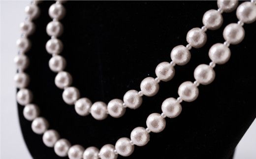 GL007コットンパール「ホワイト」ロングネックレス(金具ゴールド)