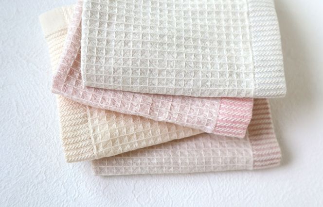 G1902 【オーガニック100％】泉州南部織 ソフトワッフルハンカチ 4枚組