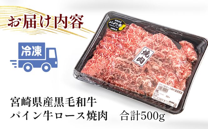宮崎県産 黒毛和牛 パイン牛 ロース 焼肉 500g_M226-001