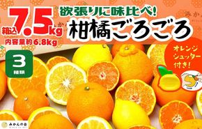 旬の柑橘食べ比べ 柑橘ごろごろ 3種 箱込 7.5kg(内容量約 6.8kg) 秀品 優品 混合 和歌山県産 産地直送 【おまけ付き】【みかんの会】  AX249