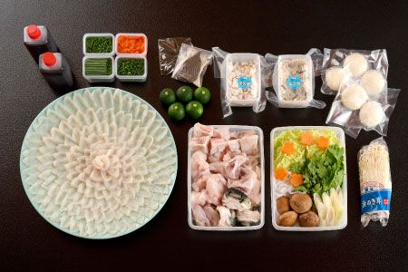 料亭「魚喜」とらふぐフルコース(冷蔵) 5人前【フグ 河豚 ふぐ皮 ふぐ刺し ふぐ鍋 ふぐ刺身 冷蔵 てっさ てっちり】(H028111)