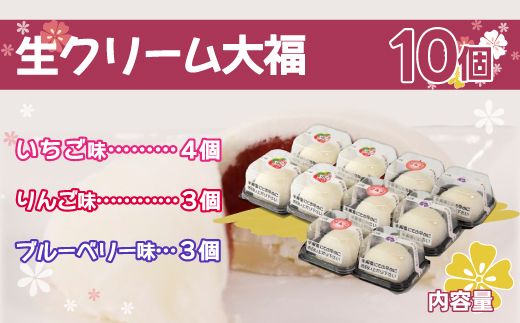 北海道産 フルーツたっぷり使用！生クリーム大福10個セット TYUN041