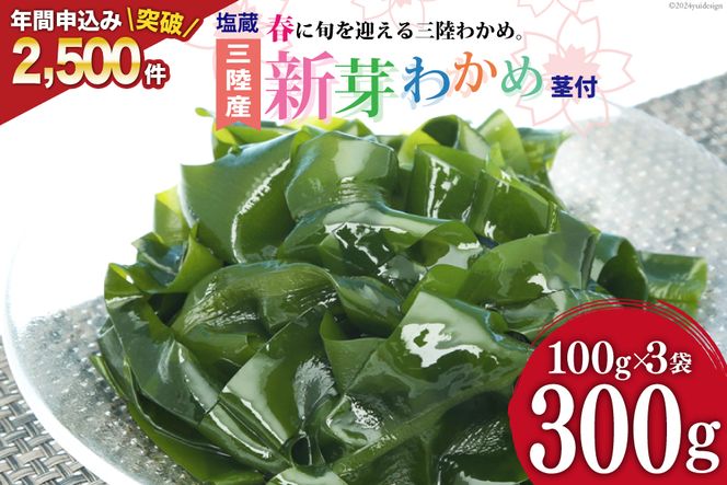 【漁師さんからのおすそわけ】新芽わかめ 300g(約100g×3袋) [かわむら家 宮城県 気仙沼市 20564375] わかめ ワカメ 若芽 海藻 国産 三陸 味噌汁 小分け 三陸わかめ