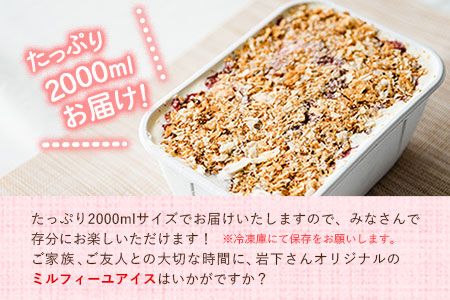 南阿蘇岩下さんちのいちご園 オリジナルミルフィーユアイス 2000ml 《60日以内に出荷予定(土日祝を除く)》 熊本県南阿蘇村 苺 イチゴ アイスミルク---isms_fiwmfyais_60d_r7_16500_2l---