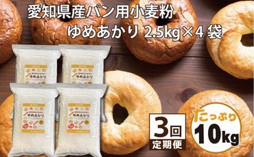 【小麦粉】愛知県産 ゆめあかり 国産 パン用 強力粉 2.5kg×4袋（計10kg） 定期便3回 H008-233