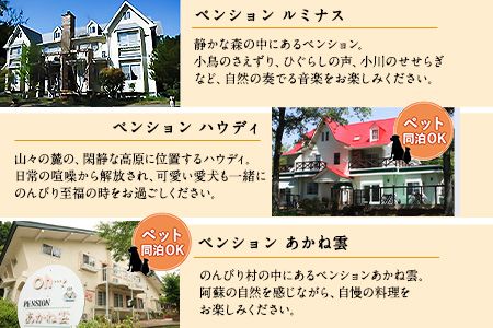 [選べる7施設]南阿蘇のペンション ペア1泊2食付き宿泊券/ペット同伴OKの宿も有り[30日以内に出荷予定(土日祝を除く)] 熊本県南阿蘇村 ギフト 旅館 温泉 一般社団法人みなみあそ観光局---isms_mskanpen_30d_r7_90000_2p---