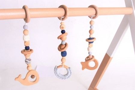 ND-6 HOPPL（ホップル）　ベビージムセット（シーグリーン）・ハンギングトイ（ブルー）