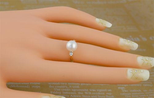 アコヤ真珠　パール リング 8.5mm K10PG （15001）　BR-24