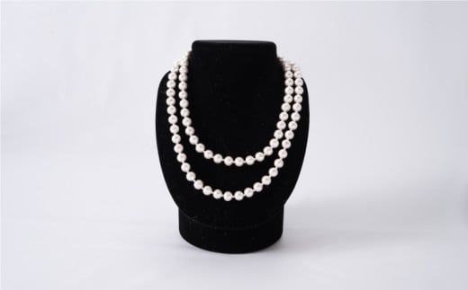 GL017コットンパール「ホワイト」ロングネックレス(金具ゴールド)とピアス３点セット