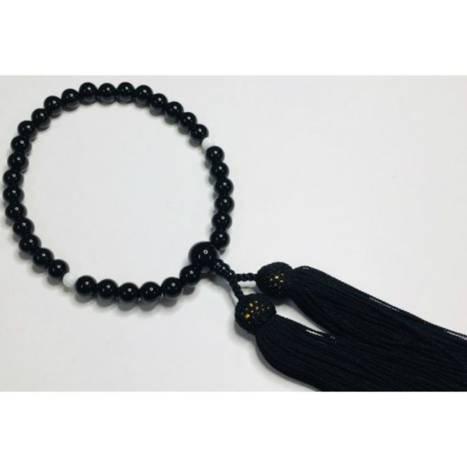 オニキスと白珊瑚の片手数珠　kn016