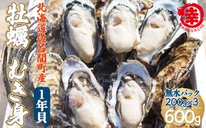 【先行受付】カキ むき身 1年貝 600g（200g無水パック×3） 佐呂間産（10月中旬以降順次発送開始予定） SRMA014