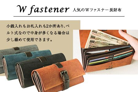 プエブロ Wファスナー ブラック《受注制作につき最大1カ月以内》 長財布 革長財布 レザークラフト Lazy fellow 熊本県大津町 選べる4カラー---so_lazypuew_1mt_23_110000_black---