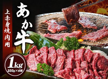 あか牛 上赤身焼肉用 1kg (250g×4個) 有限会社幸路《60日以内に出荷予定(土日祝を除く)》 あかうし 赤牛 焼肉 冷凍 小分けパック---so_fhakjakay4_60d_21_37000_1kg---