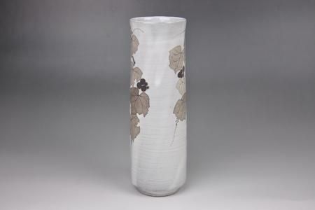 陶芸　手作り陶器　ツル文花入れ 陶芸 手作り陶器 ツル文花入れ